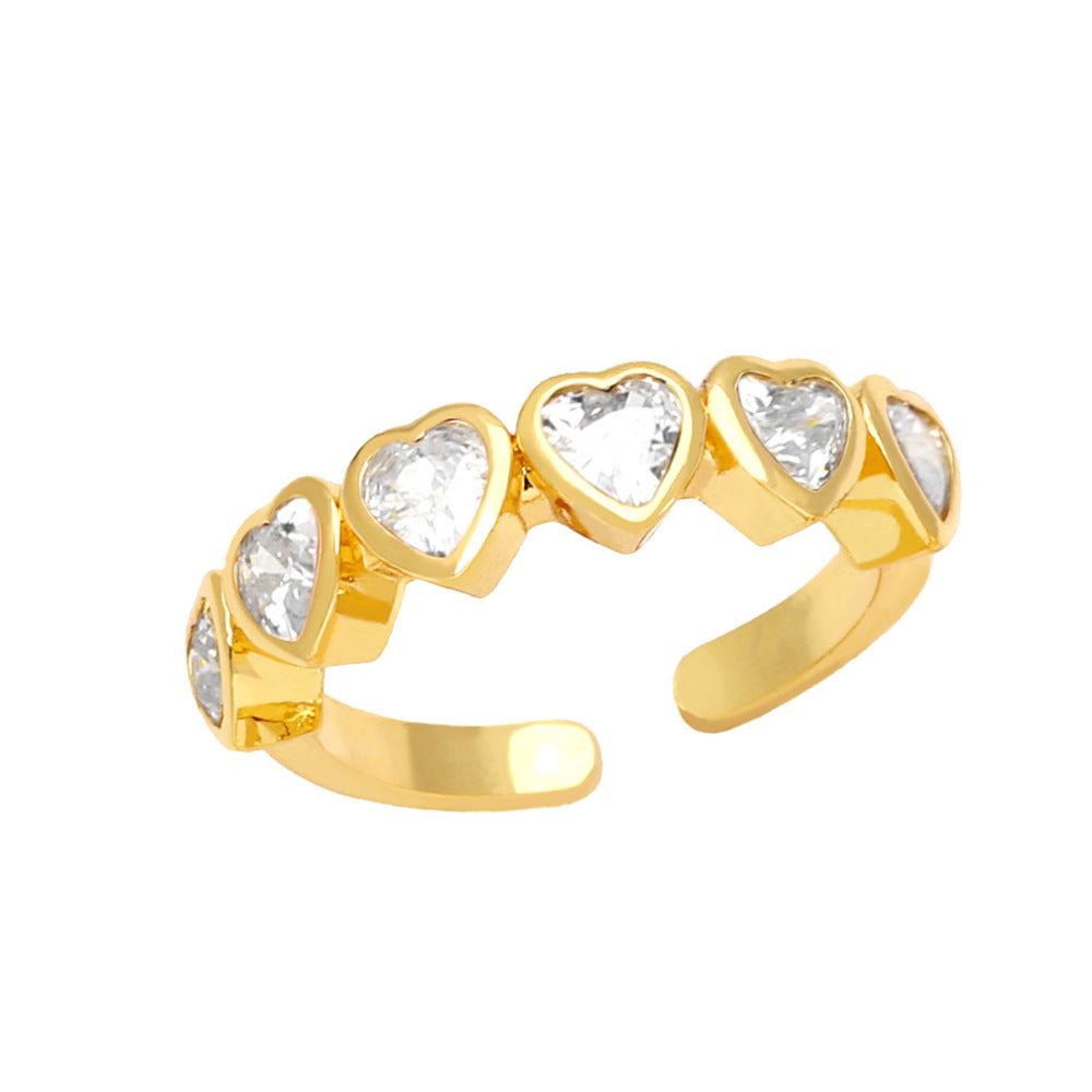 Wholesale Gold Plated Brass Love Heart Ring